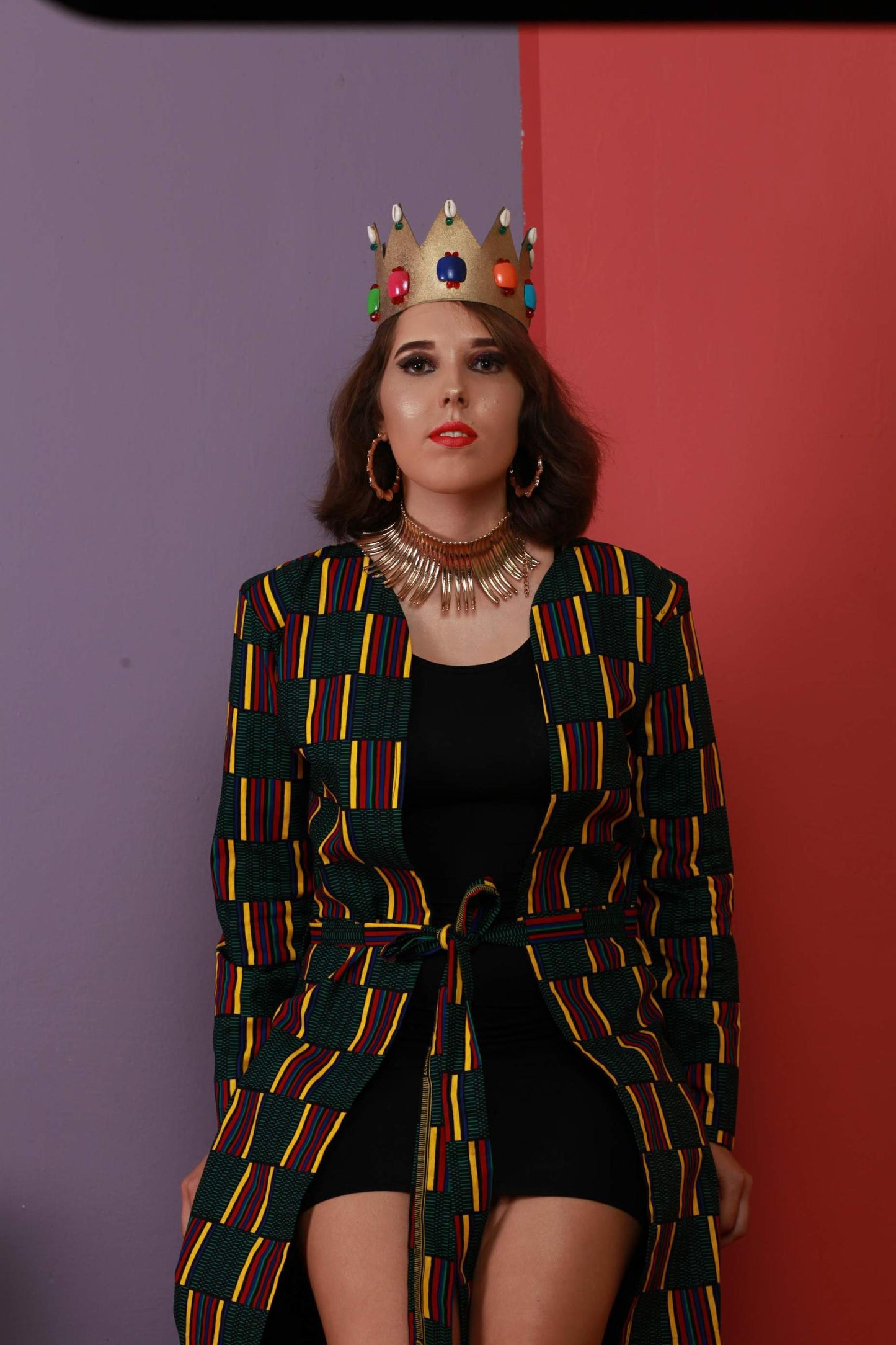 Wini kente long Blazer Jacket