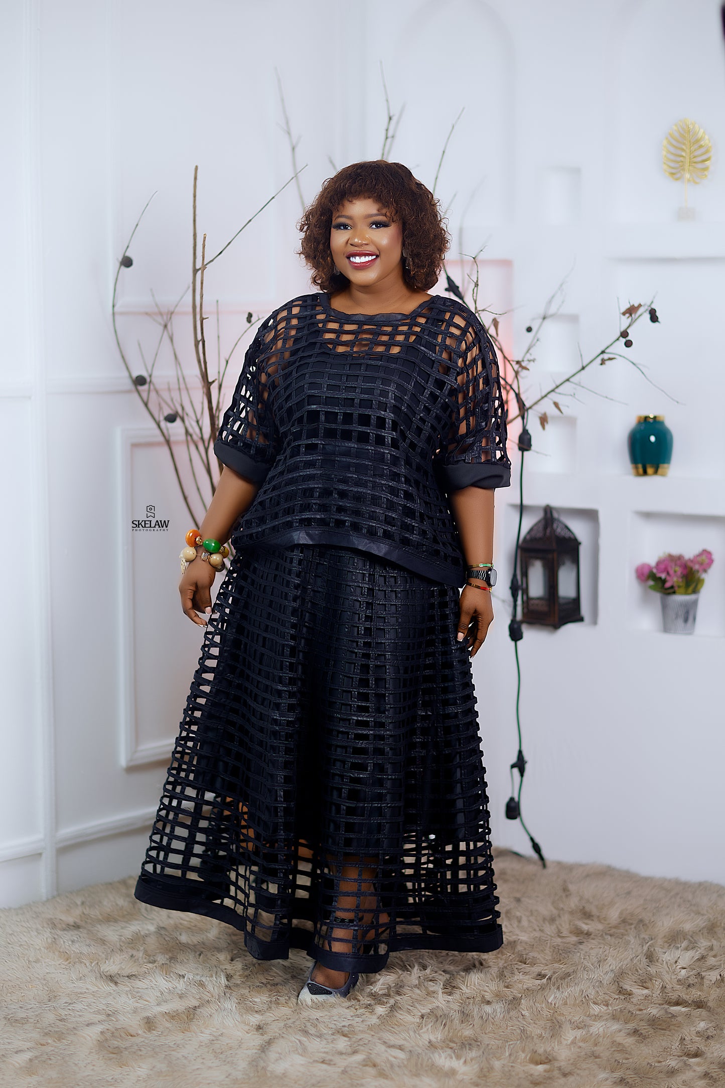 Ohemaa Black Mesh 2piece Set