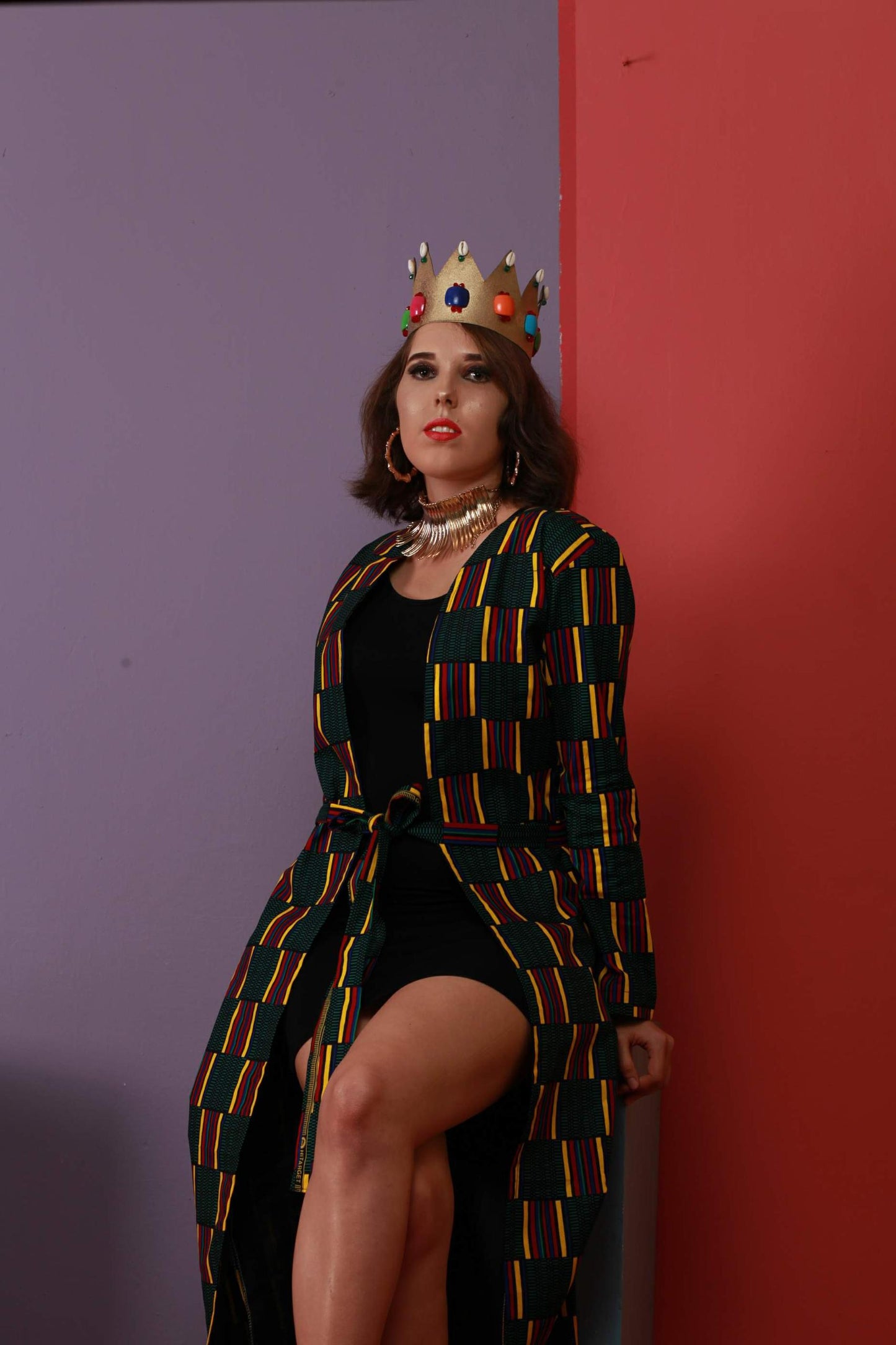 Wini kente long Blazer Jacket