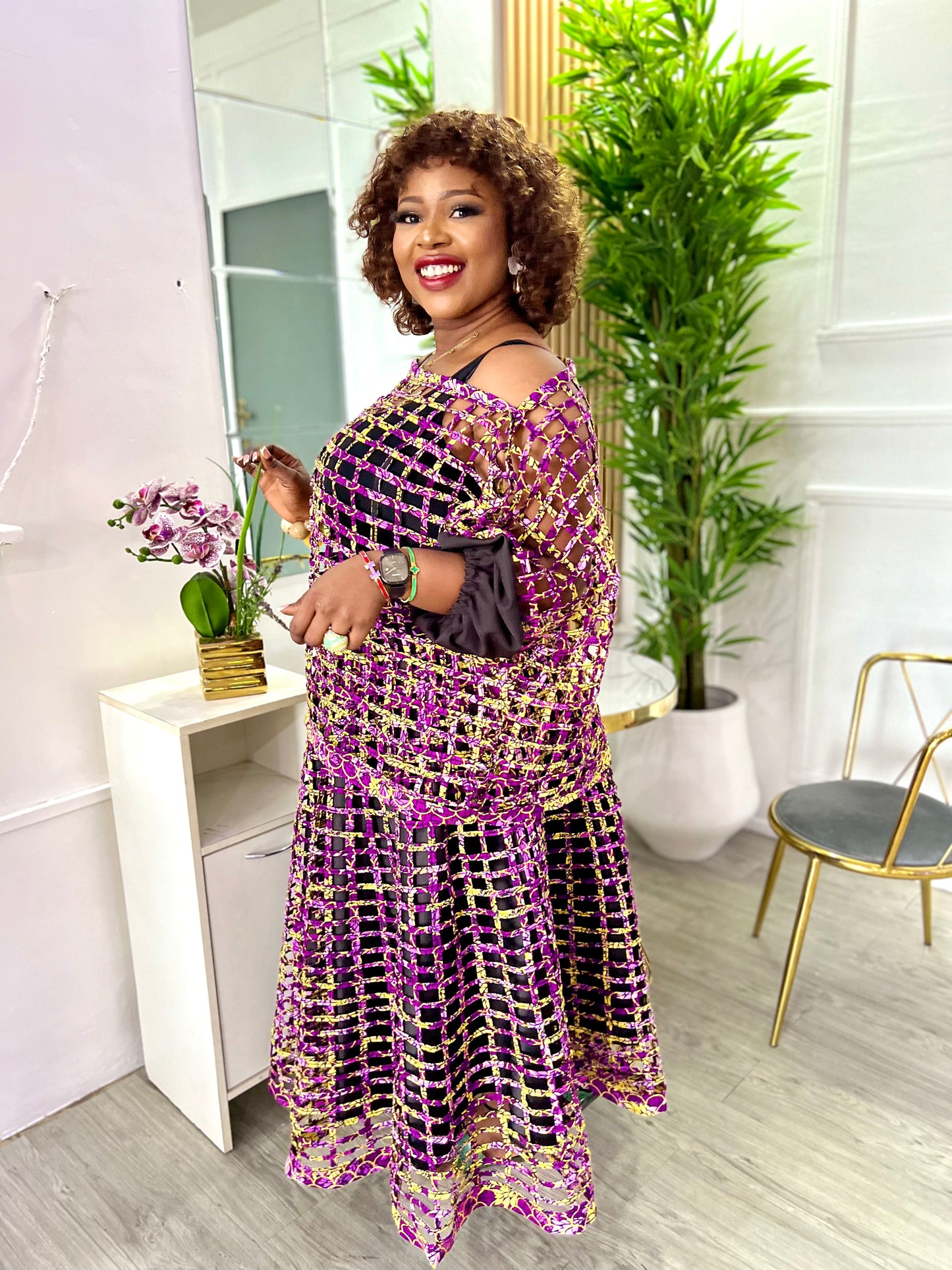 Ohemaa Purple Mesh 2 piece set