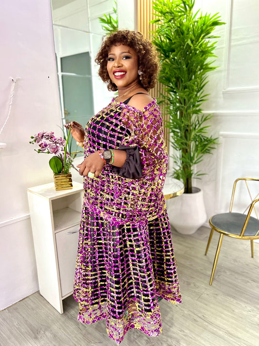 Ohemaa Purple Mesh 2 piece set