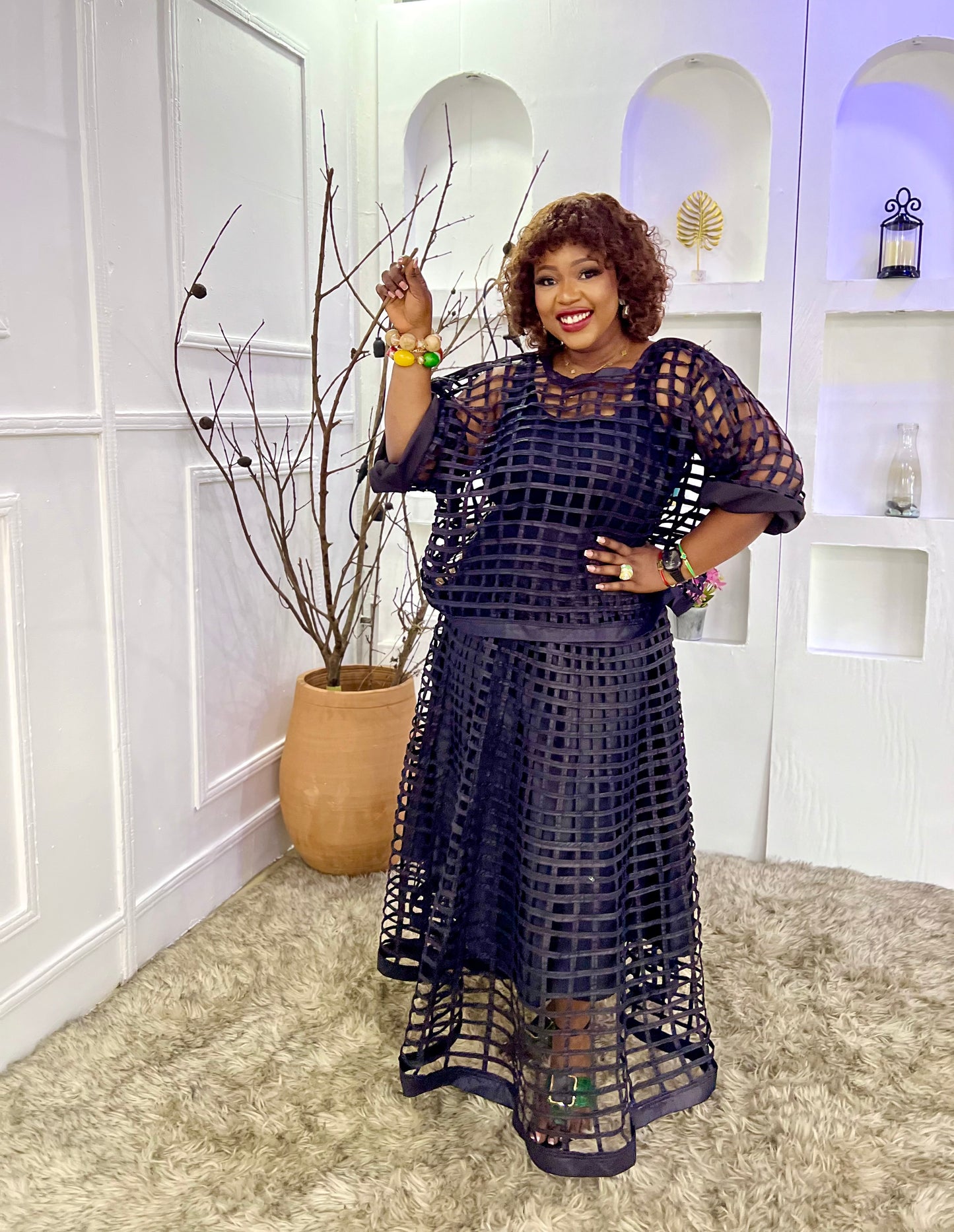 Ohemaa Black Mesh 2piece Set