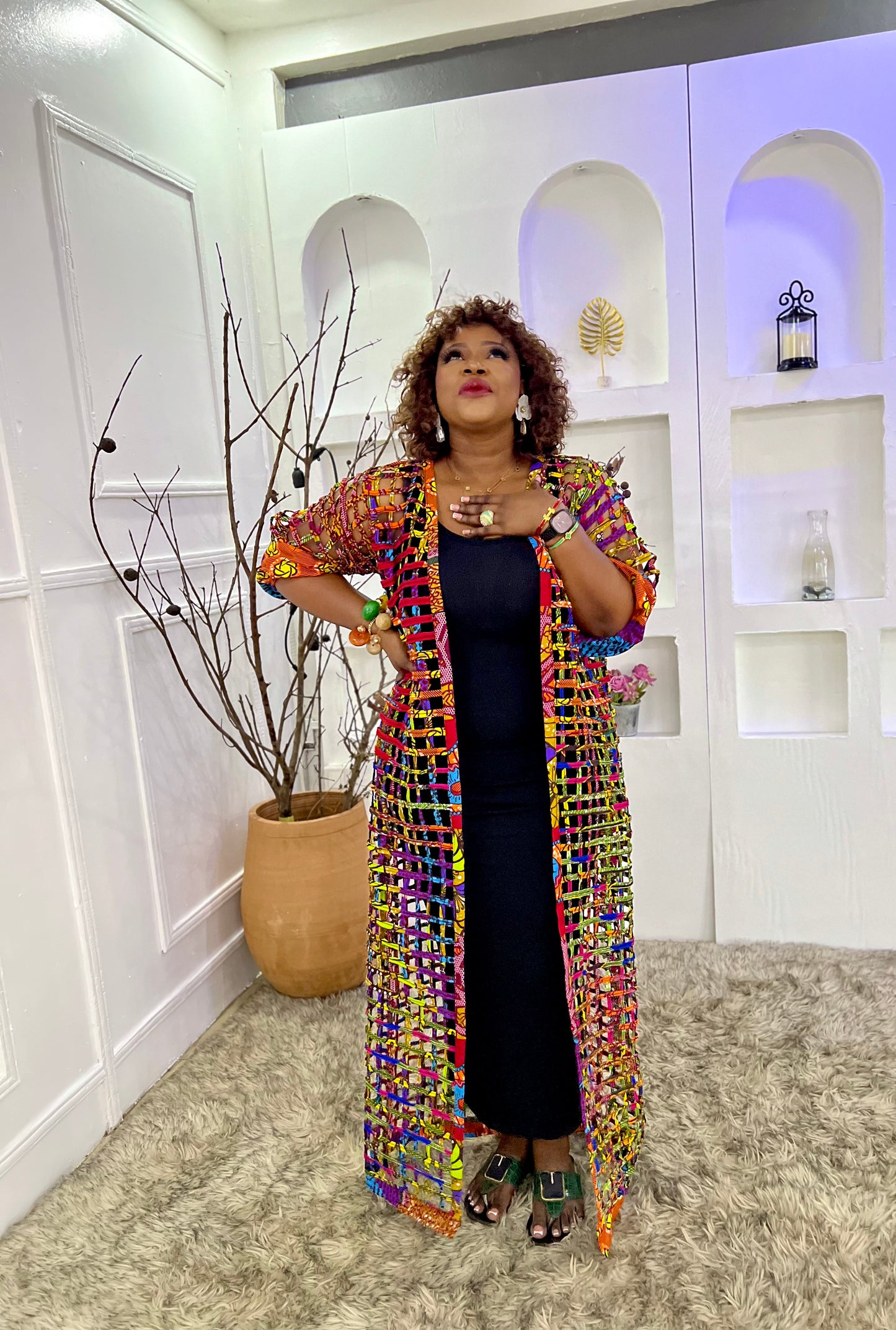 Yaaya African Multi print Mesh Kimono