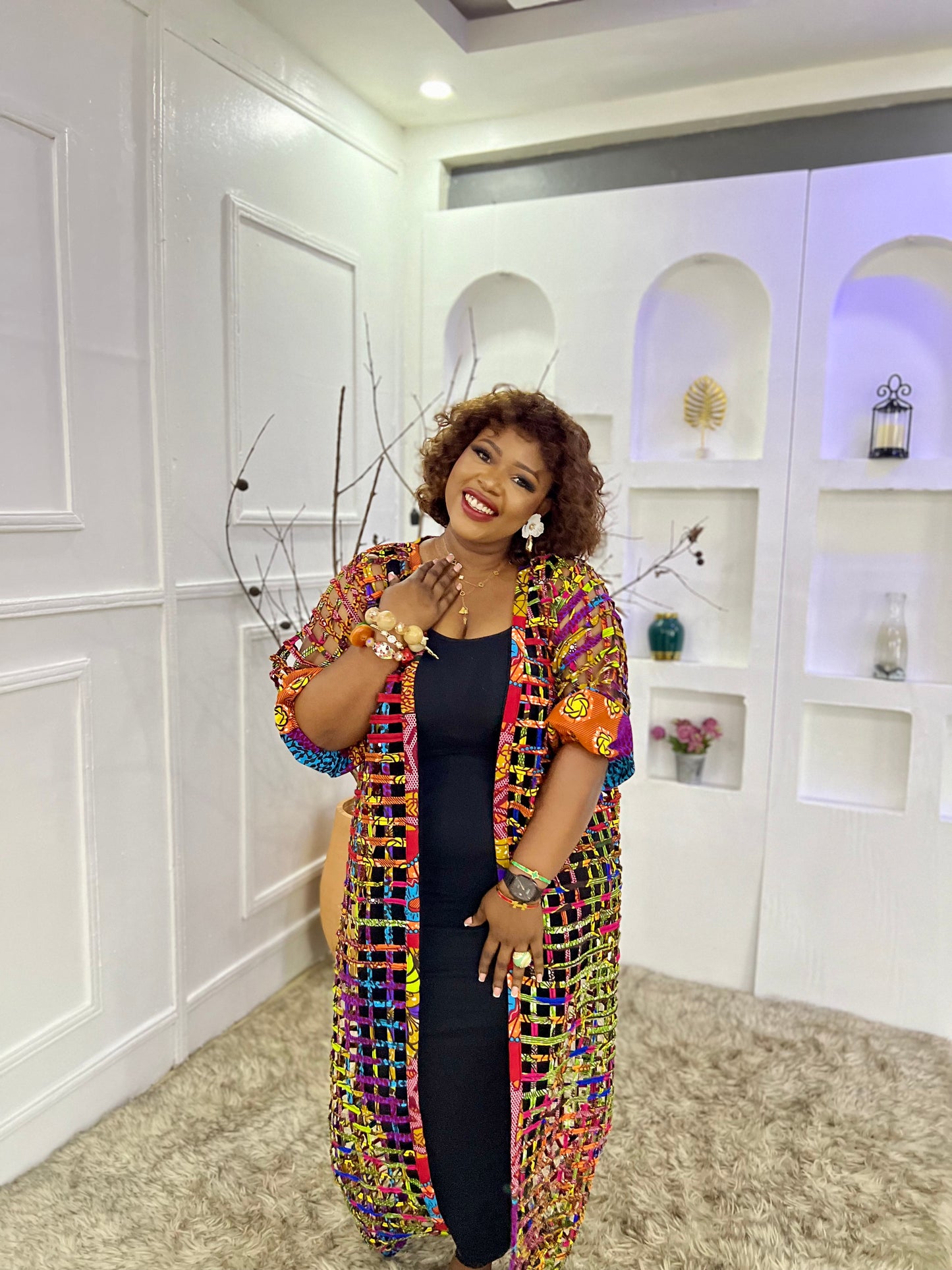 Yaaya African Multi print Mesh Kimono