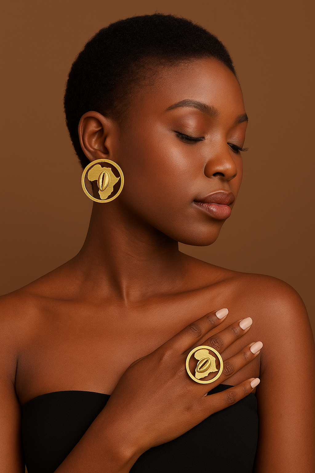 African Map Gold Plated Jewelry set