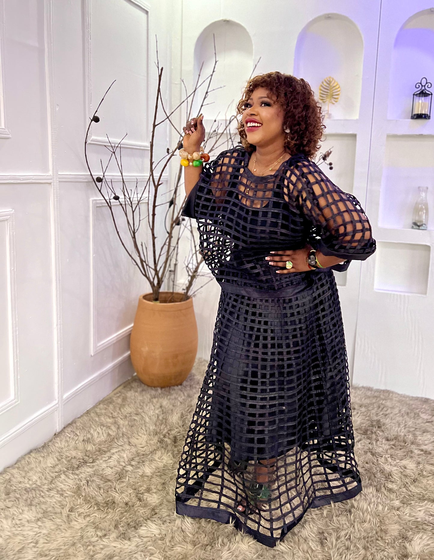 Ohemaa Black Mesh 2piece Set